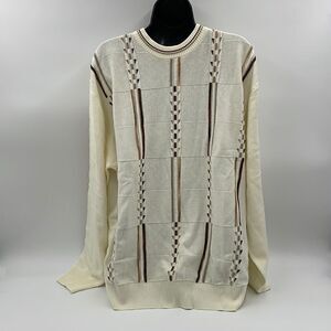 NWTS cream with brown patterns protégé striped sweater